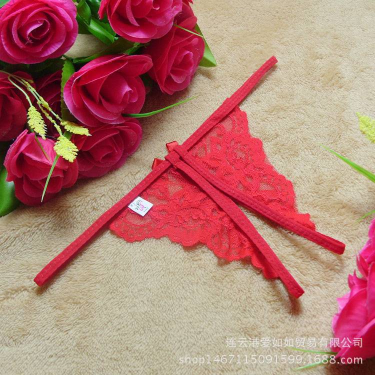 Sexy Lingerie Temptation Lace Women's Sexy Panties Butterfly Open Crotch T-Pants Thong