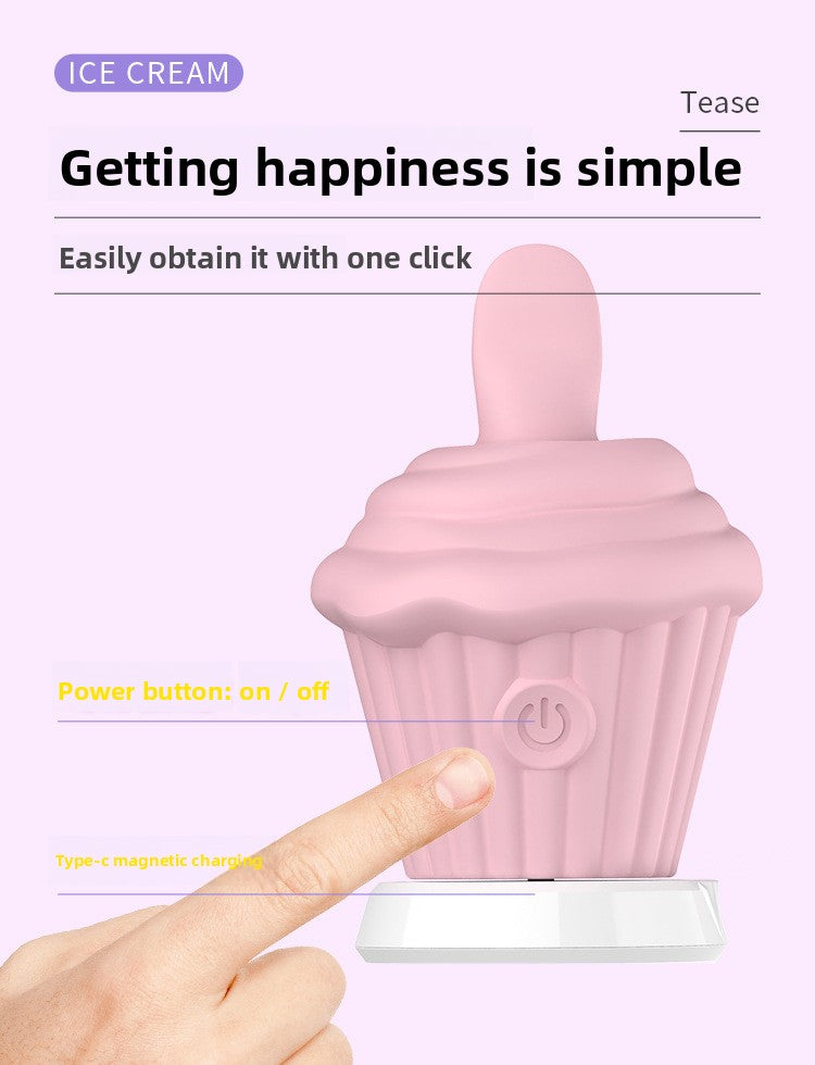 Ice Cream Multi-frequency Instant Tongue Licking Vibrator Female Masturbator Magnetic Charging Adult Sex Toy