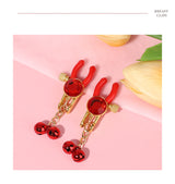 Sexy SM Props Gemstone Bell Nipple Clamps for Women Flirting Teasing Nipple Clips Tassel Chain Clips