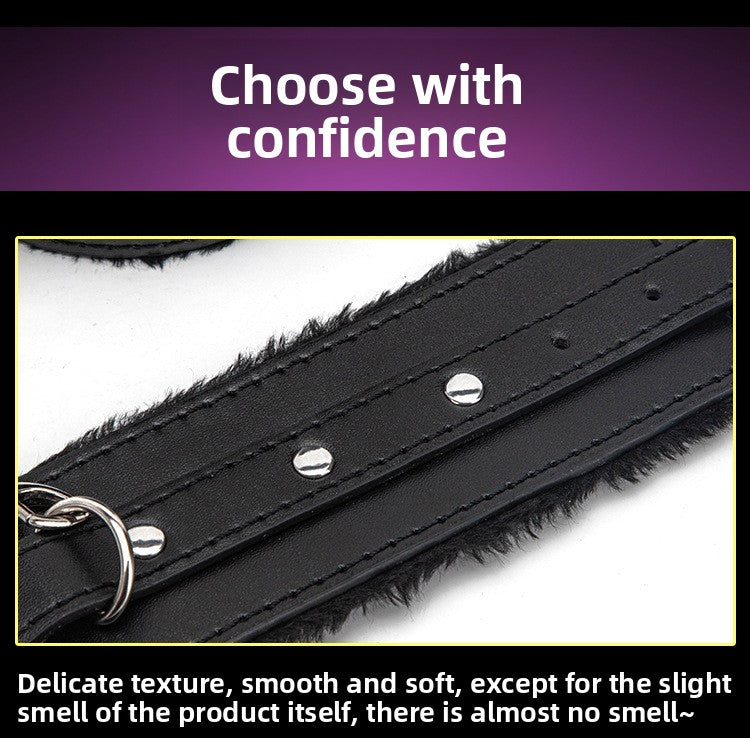 Sex Toys SM Props Back Binding Cross Buckle Plush 3-Piece Set SM Training Binding Handcuffs Footcuffs Adult