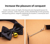 SM Sex Props Polyester Braided Belt Black Bow Bell Collar