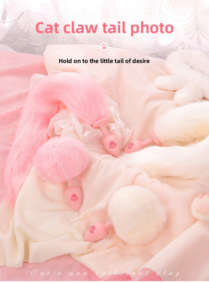 SM Sex Toys Fox Tail Anal Plug Cat Paw Silicone Anal Plug Pink Fur Ball Anal Plug Alternative Adult Products