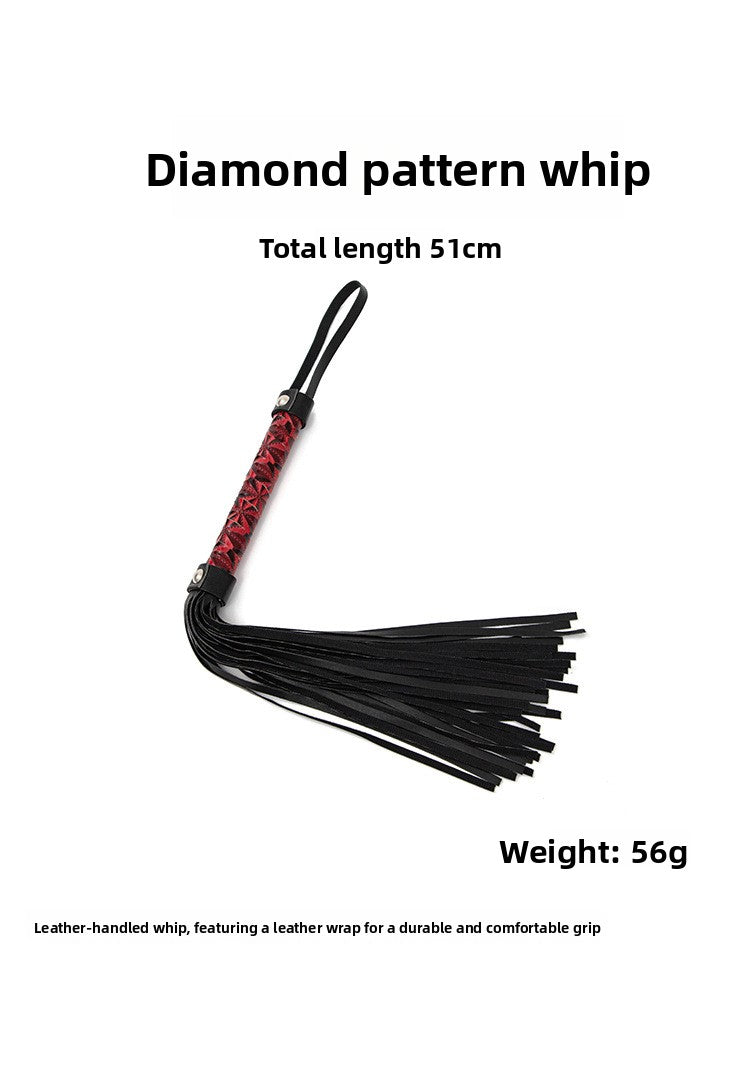 Hot Selling SM Prop Whip PU Leather Diamond Pattern Erotic Whip Sex Training SP Torture Tool Tassel Whip