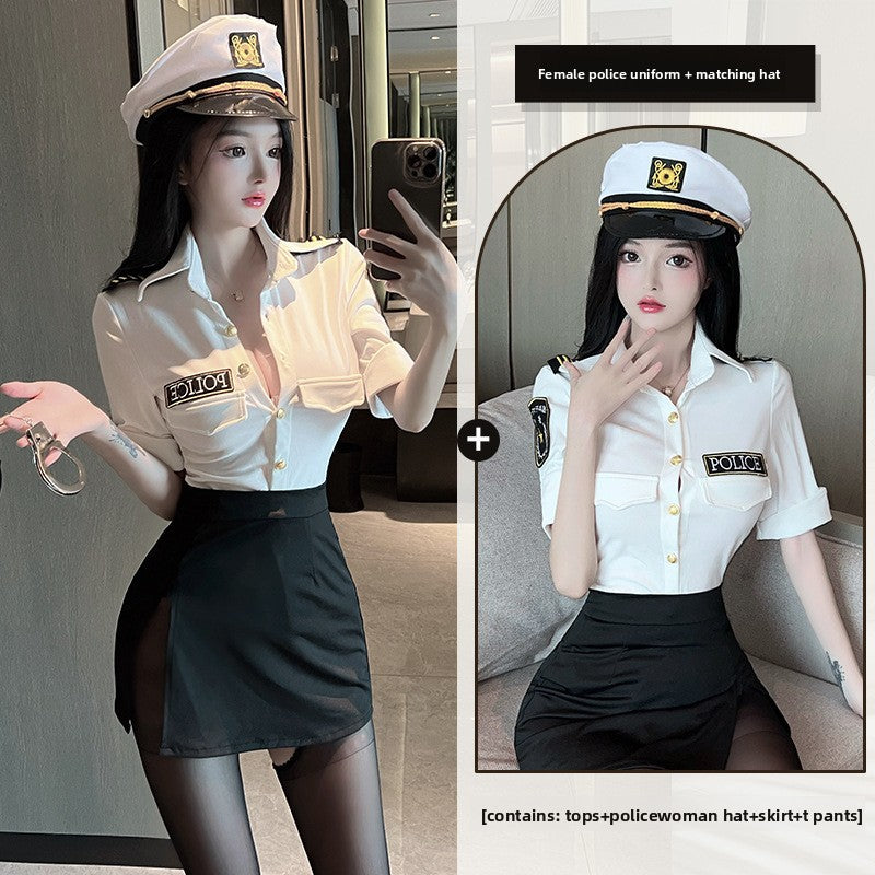 Sexy Erotic Lingerie Policewoman Uniform Temptation Role Play Set Hot Flirting Pajamas Women 5084