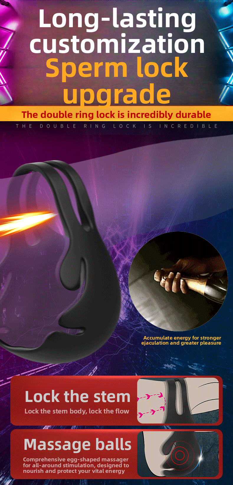 Semen Locking Ring Male Masturbator Testicle Trainer Penis Sleeve Adult Products Semen Locking Vibrating Ring