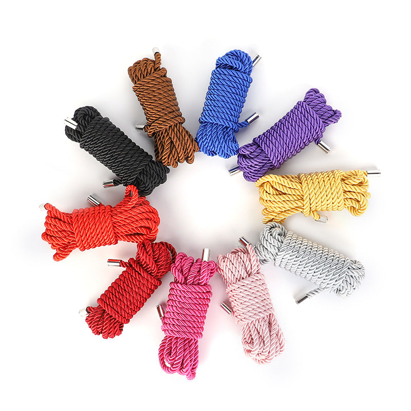 SM Props Multi-color Metal Head Erotic Silk Rope 5.1m Female Slave Training Bondage Polyester Erotic Binding Rope