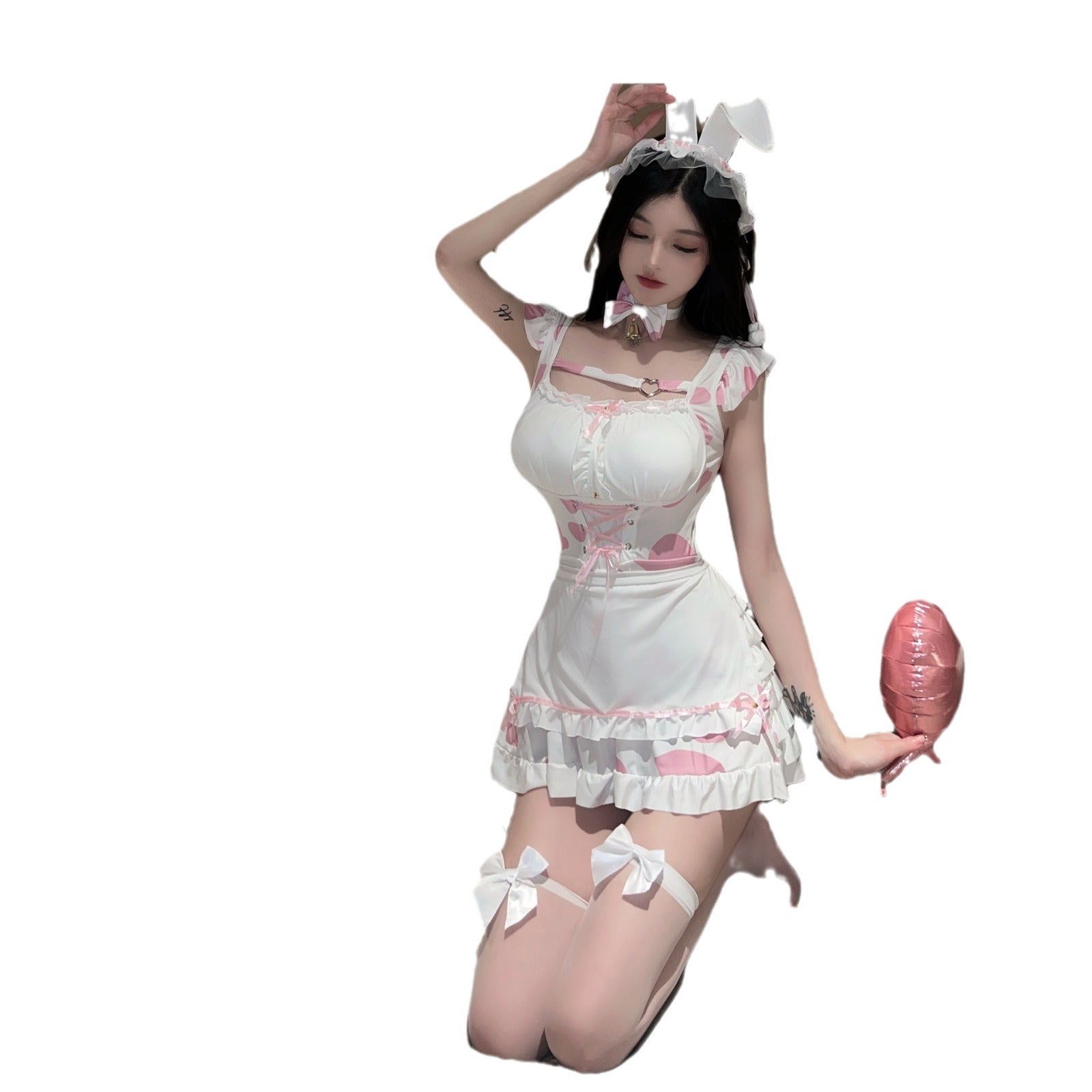 Airuru Sexy Lingerie Sexy Pink Cow Suit Maid Bunny Girl Uniform Temptation Pure Desire Nightdress 5688
