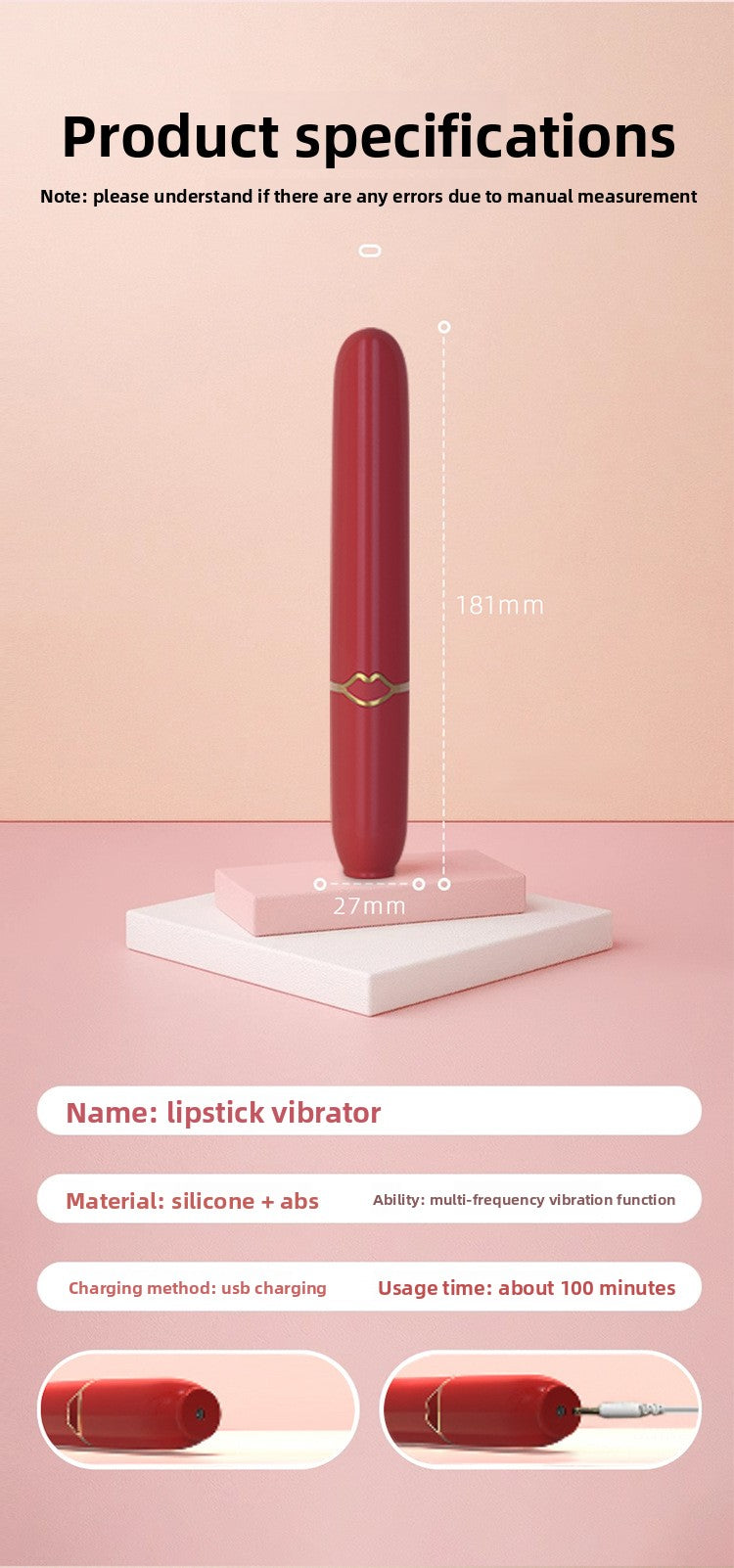 Lipstick Vibrator Female Instant Masturbator Portable Adult Sex Toys