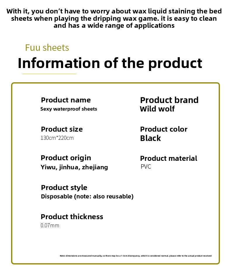 SM Sex Toys Couple Sex Sheets SM Props Massage Squirt Waterproof Oil-proof Disposable Sex Sheets