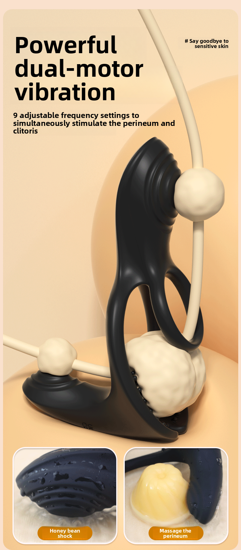 Double Ring Lock Semen Ring Vibration Couple Resonance Male Wearable Masturbator Clitoral Stimulation Adult Sex Toys