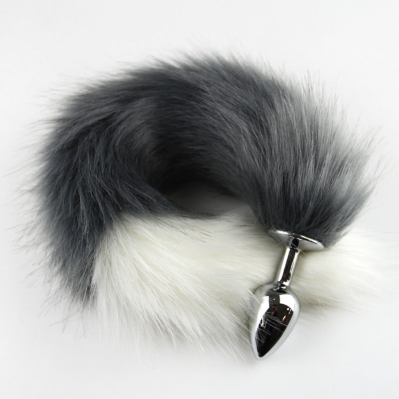 Color Block Fox Tail Anal Plug for Women Back Court Development Erotic Anal Plug SM Props Metal Anal Plug Adult Products