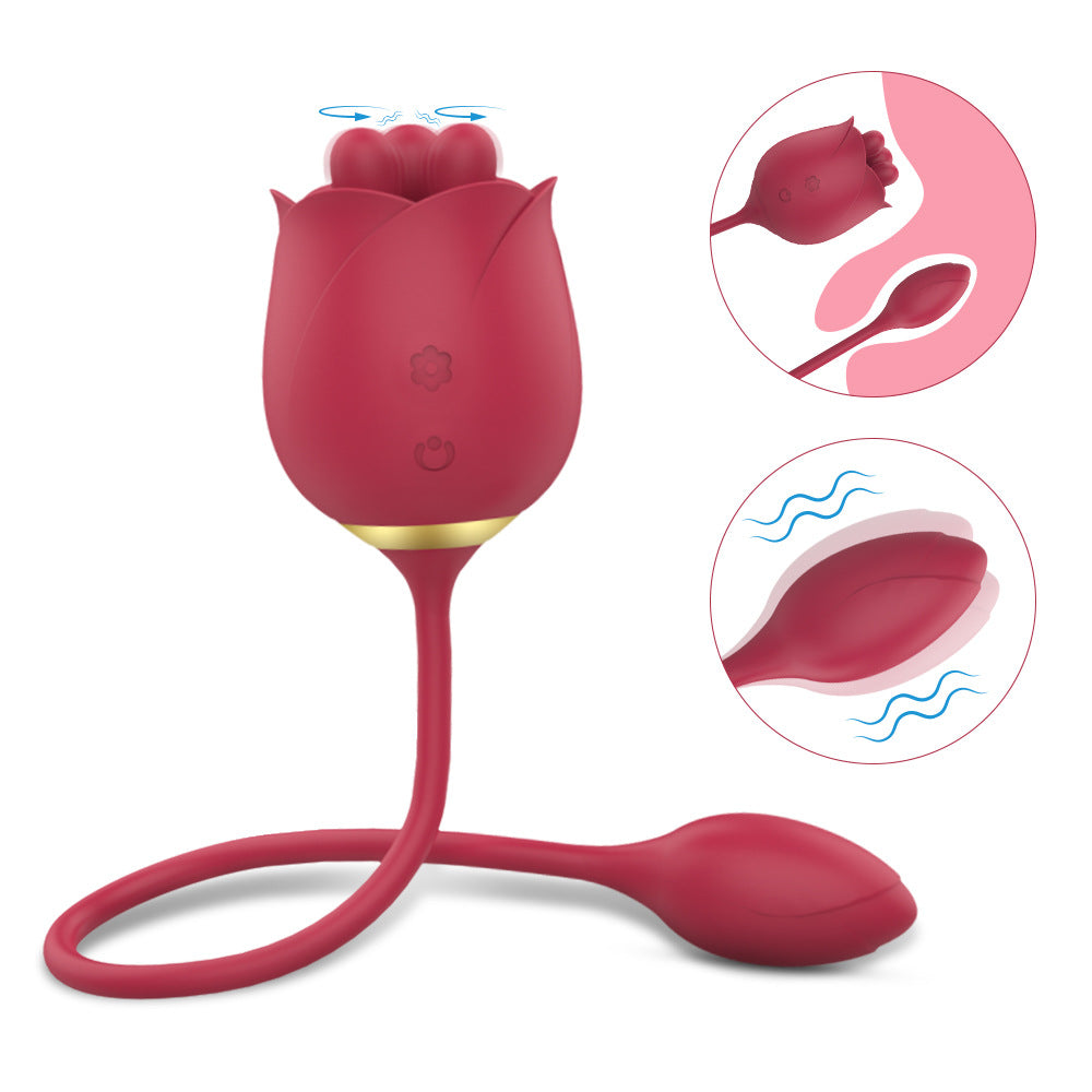 Kneading Double Vibrator Rose Series Adult Toy Telescopic Vibrator Masturbator for Women