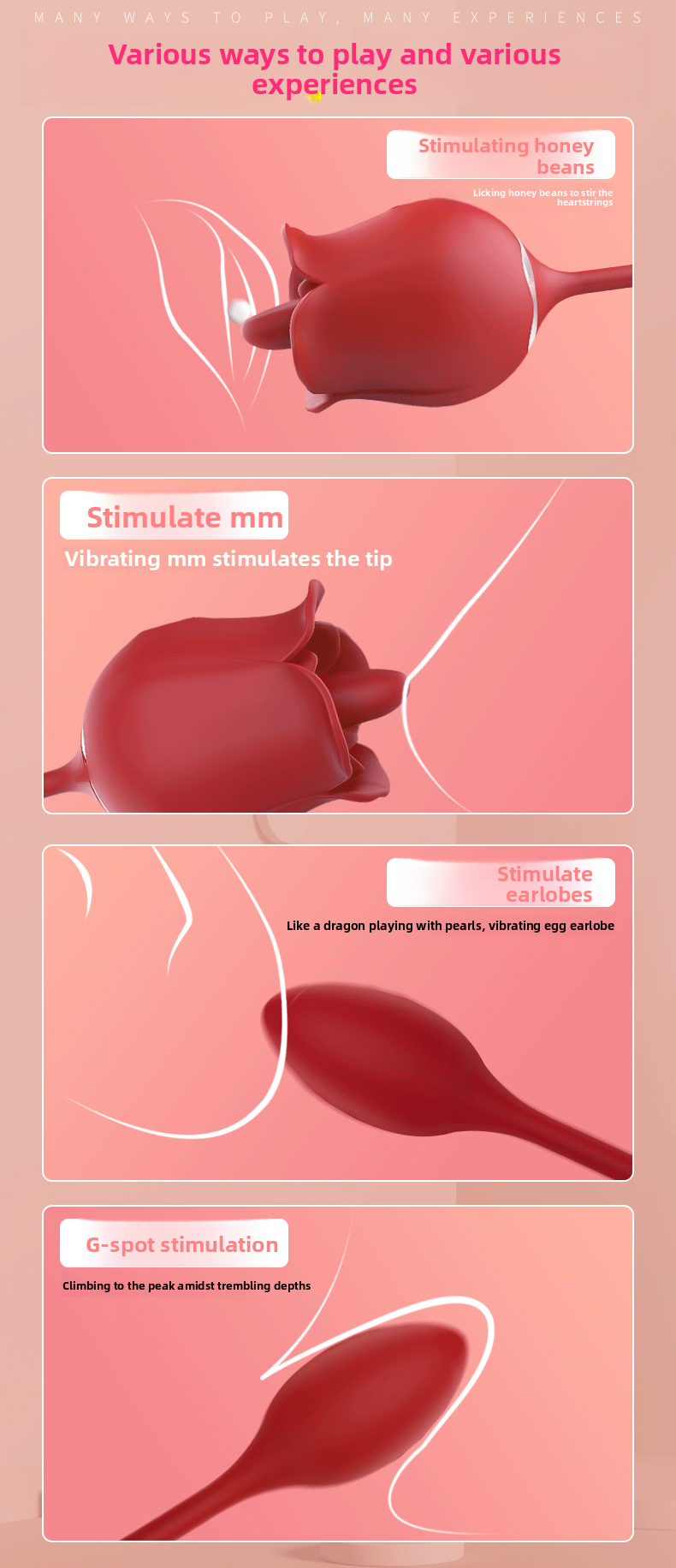 Female Double Vibrator for Young Women Rose Flirting Masturbation Sex Toy Tongue Licking Vibrator