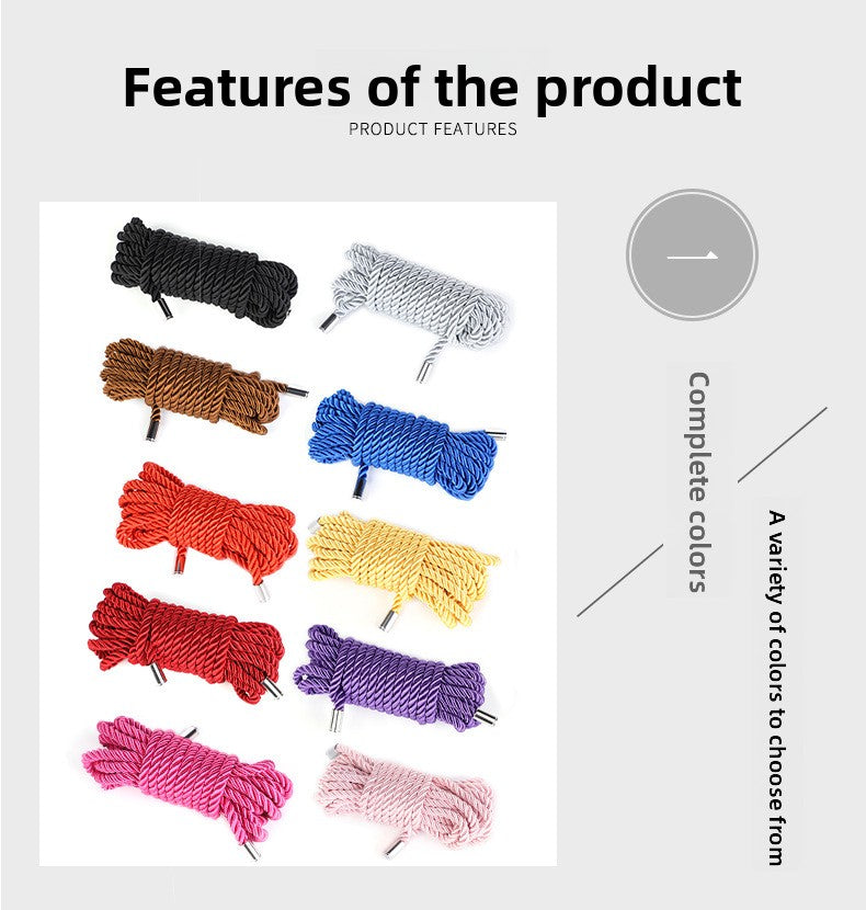 SM Props Multi-color Metal Head Erotic Silk Rope 5.1m Female Slave Training Bondage Polyester Erotic Binding Rope