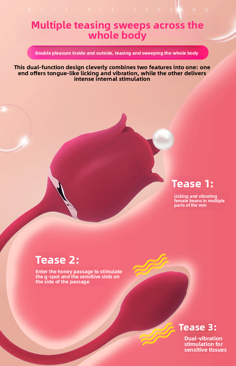 Female Double Vibrator for Young Women Rose Flirting Masturbation Sex Toy Tongue Licking Vibrator