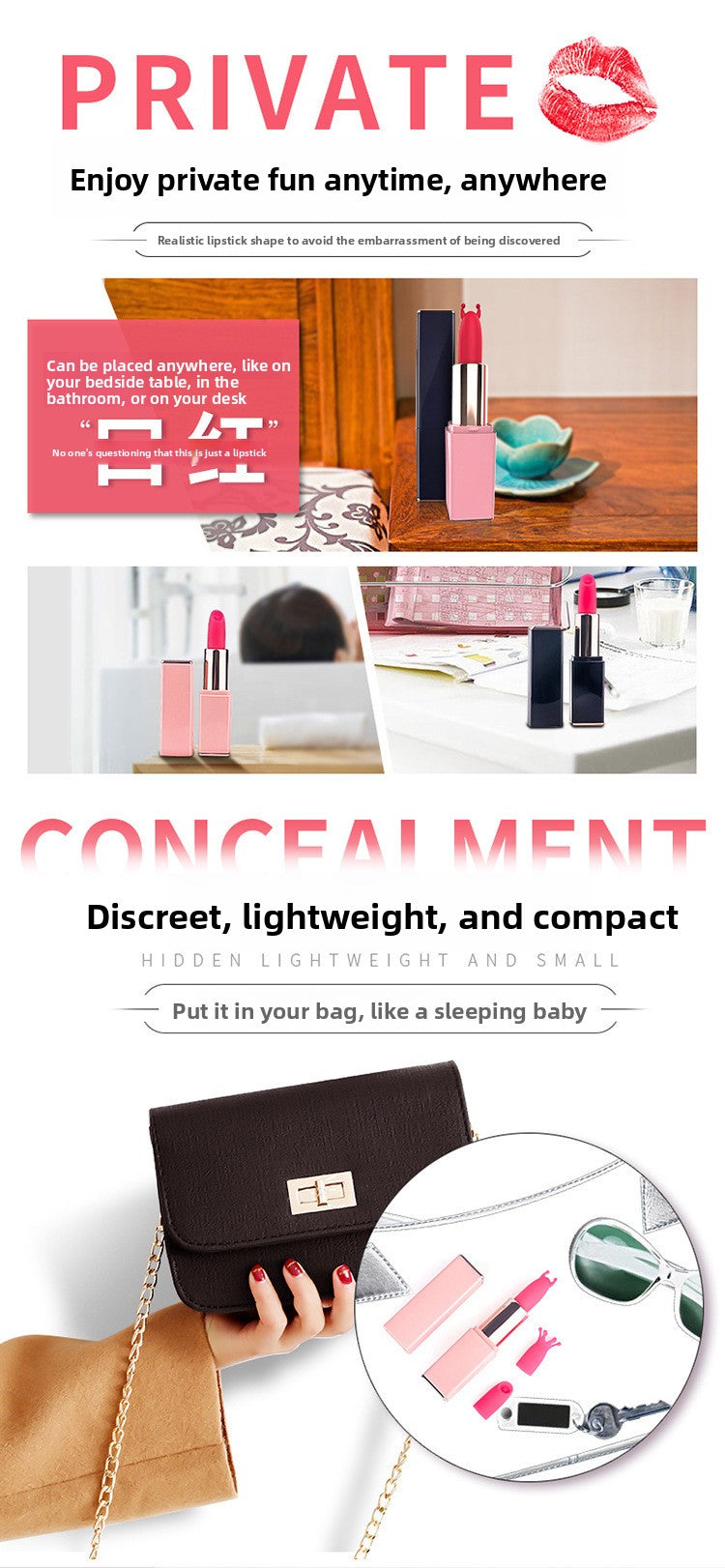 Lipstick Vibrator G-Spot Stimulation Discreet Mini Lipstick Masturbator Clitoral Instant Orgasm Electric Vibrator for Women