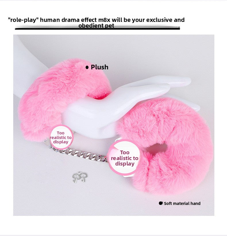 Sex Toys SM Props Thick Plush Metal Toys Handcuffs Binding Restraints Adjustable with Key Handcuffs