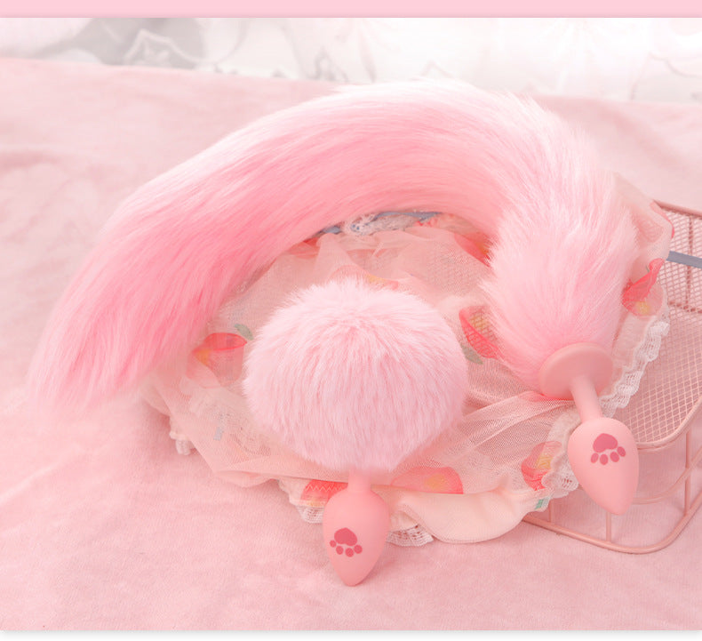 SM Sex Toys Fox Tail Anal Plug Cat Paw Silicone Anal Plug Pink Fur Ball Anal Plug Alternative Adult Products