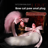 Sex Toys Props Anal Plug Silicone Cat Claw Bow Tail Back Court Props Female Toys Adult Products