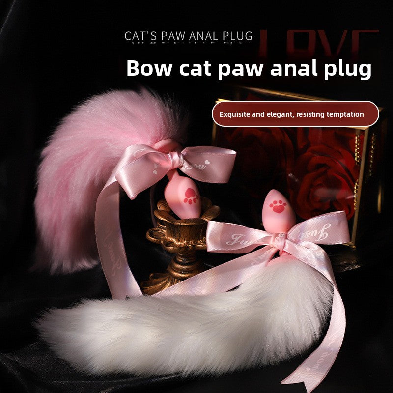Sex Toys Props Anal Plug Silicone Cat Claw Bow Tail Back Court Props Female Toys Adult Products