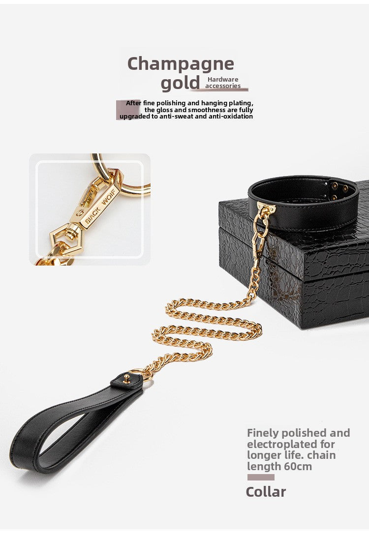 High-end SM Props Genuine Leather 8-Piece Set with Case Bondage Handcuffs Leash Collar Punishment Training Whip Adult Products