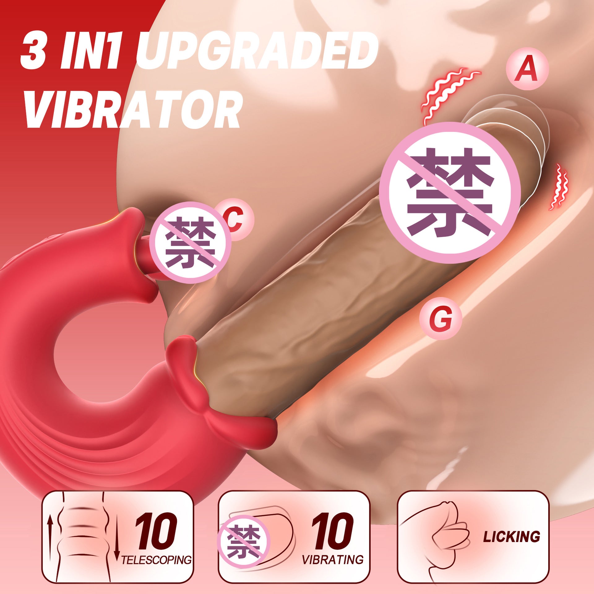 Female Telescopic Tongue Licking Vibrator Orgasm Masturbation Device Couples Adult Bed Sex Toys