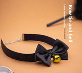 SM Sex Props Polyester Braided Belt Black Bow Bell Collar
