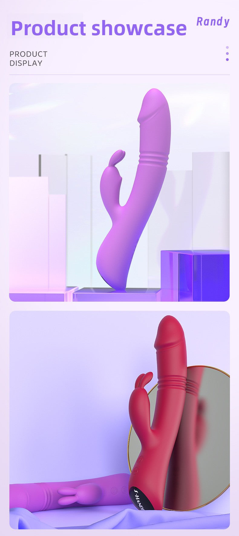 Rabbit Telescopic Vibrator Adult Toy Insertable Female Masturbator AV Massage Stick Female Toy