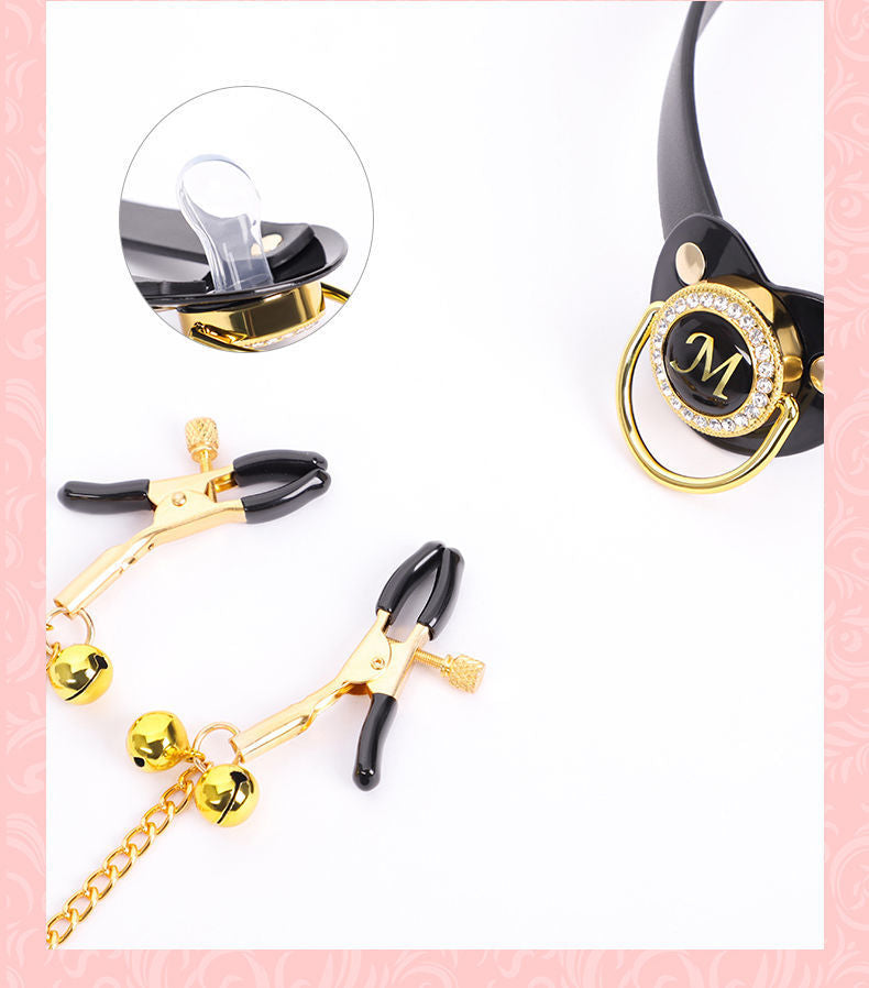 Sex Toys SM Props Creative Pacifier Sex Mouth Gag Ball Nipple Training Torture Tool SM Bell Nipple Clamps