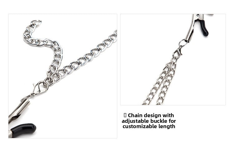 SM Props Female Slave Training Sex Tools Long Chain Nipple Clamps Double Peak Breast Clamps Adult Products Sex Toys