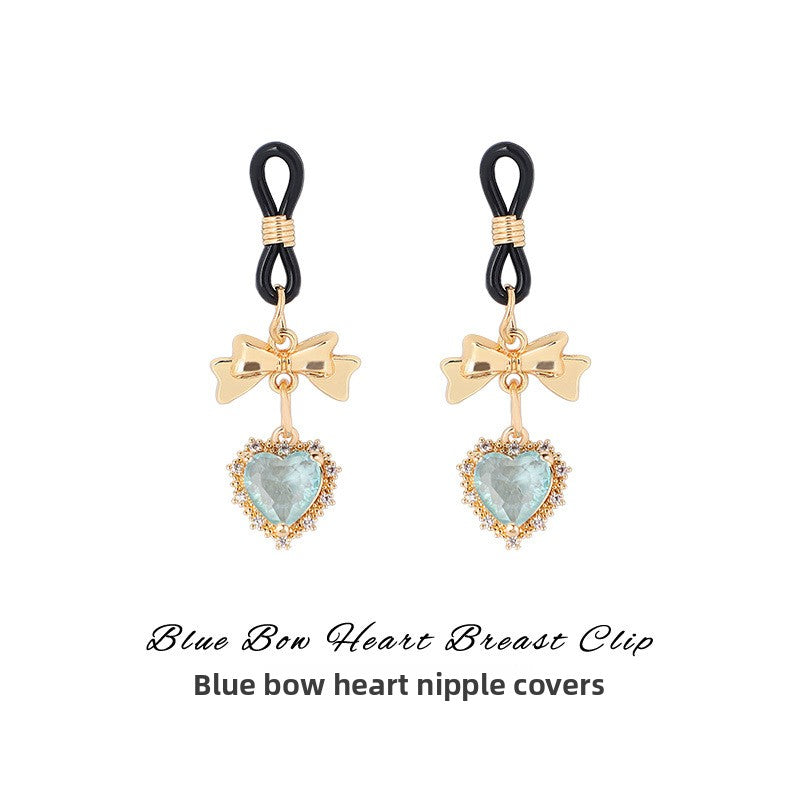 Sexy Props Supplies Bowknot Love Breast Clip Female Wearable Chest Flirting Teasing Stimulating Adult Products