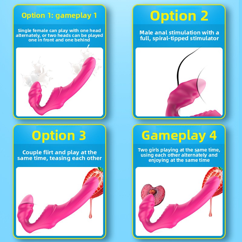 Lesbian Remote Control Vibrator Soft Silicone Double-Headed Lesbian Wand Female Sex Toys Masturbator