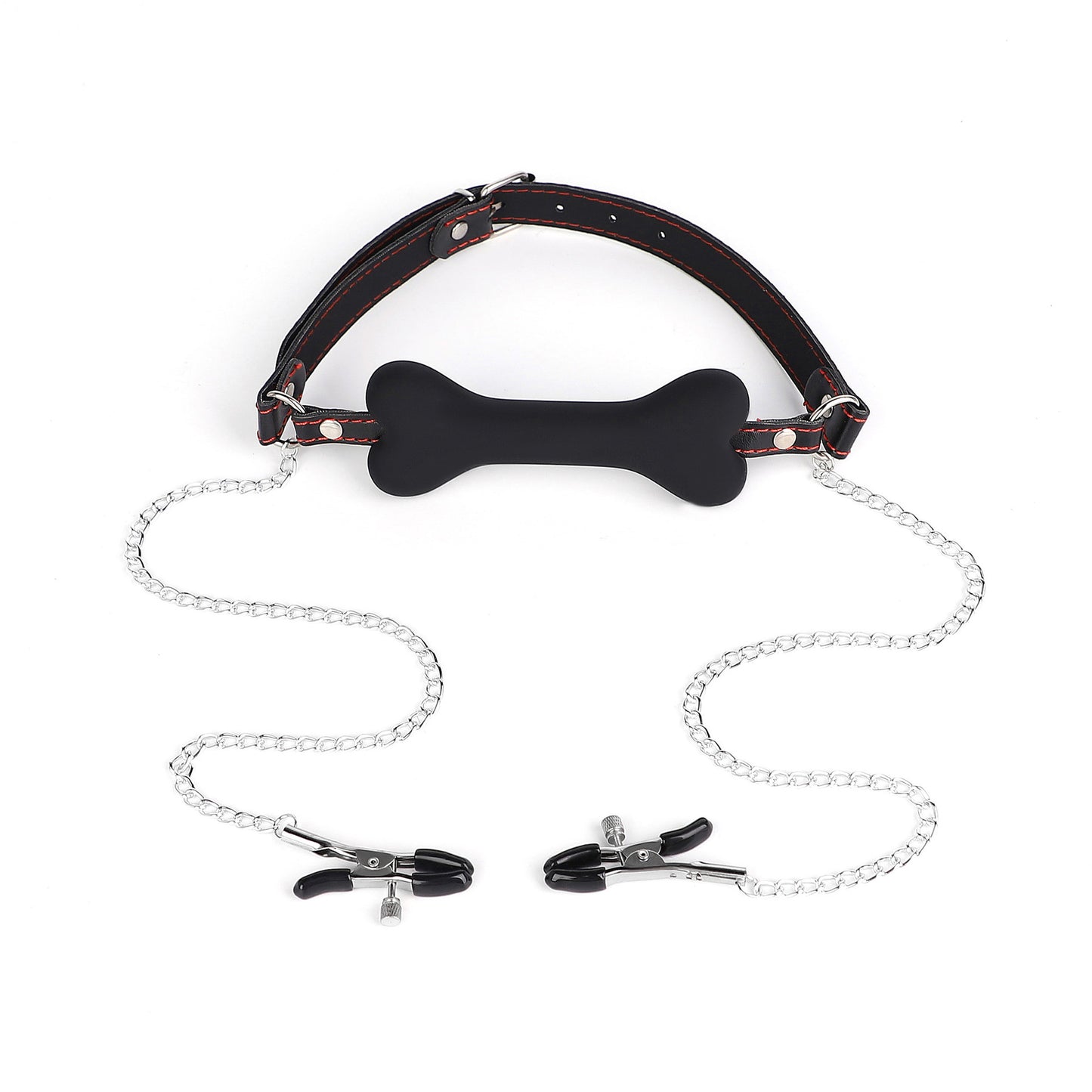 Erotic SM Props Bone Mouth Gag Humiliation Training Silicone Mouth Ball Erotic Nipple Clamps Mouth Cage Alternative Adult Products