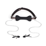 Erotic SM Props Bone Mouth Gag Humiliation Training Silicone Mouth Ball Erotic Nipple Clamps Mouth Cage Alternative Adult Products