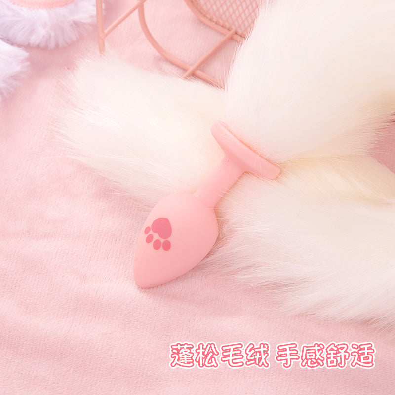 SM Sex Toys Fox Tail Anal Plug Cat Paw Silicone Anal Plug Pink Fur Ball Anal Plug Alternative Adult Products