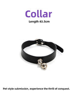 SM Props Black Leather Sexy Collar Female Training Leash Bell Collar
