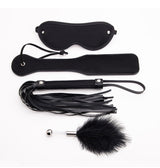 Sm Props Four-Piece Set Black Tease Feather Stick Anal Bead Eyeshade Sexy Whip Adult Supplies