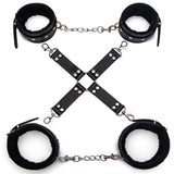 Sex Toys SM Props Back Binding Cross Buckle Plush 3-Piece Set SM Training Binding Handcuffs Footcuffs Adult