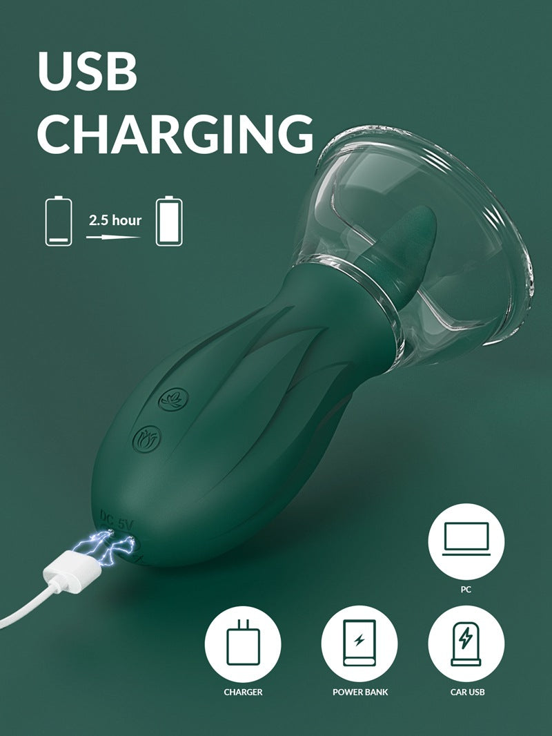 Clitoral Tongue Licking Sucking Device Breast Massage Vibrator Adult Sex Toys Female Masturbator