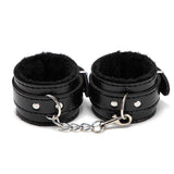 SM Props Sexy Plush Handcuffs Couple Binding Restraint Sex Toys Black Leather Handcuffs Alternative Adult Products