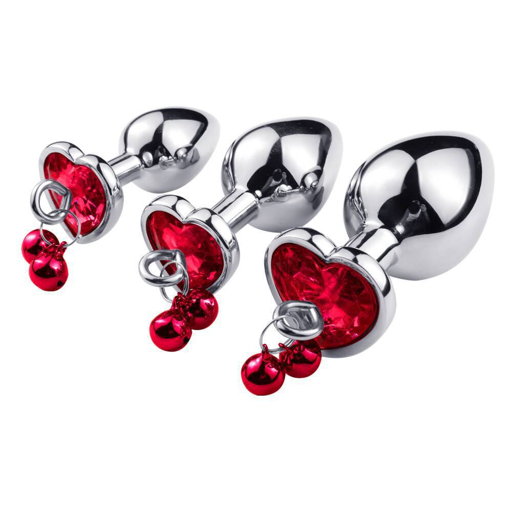 Metal Bell Heart-Shaped Anal Plug Adult Sex Toys Back Chamber Expansion Traction Chain Masturbation