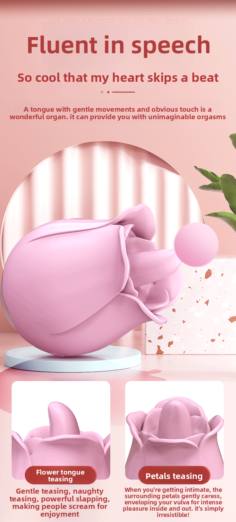 Rose Tongue Licking Vibrator Female Masturbator Orgasm Adult Toy Vibrator