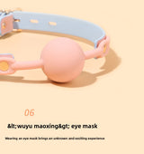 Sex Toys SM Props Macaron Genuine Leather Bondage Set Hand and Foot Cuffs Training Collar Mouth Gag Spanker Adult