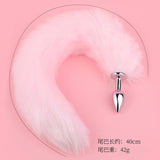 Sexy SM Props Small Metal Anal Plug Solid Color Fox Tail Anal Plug Back Court Development Training Adult Supplies
