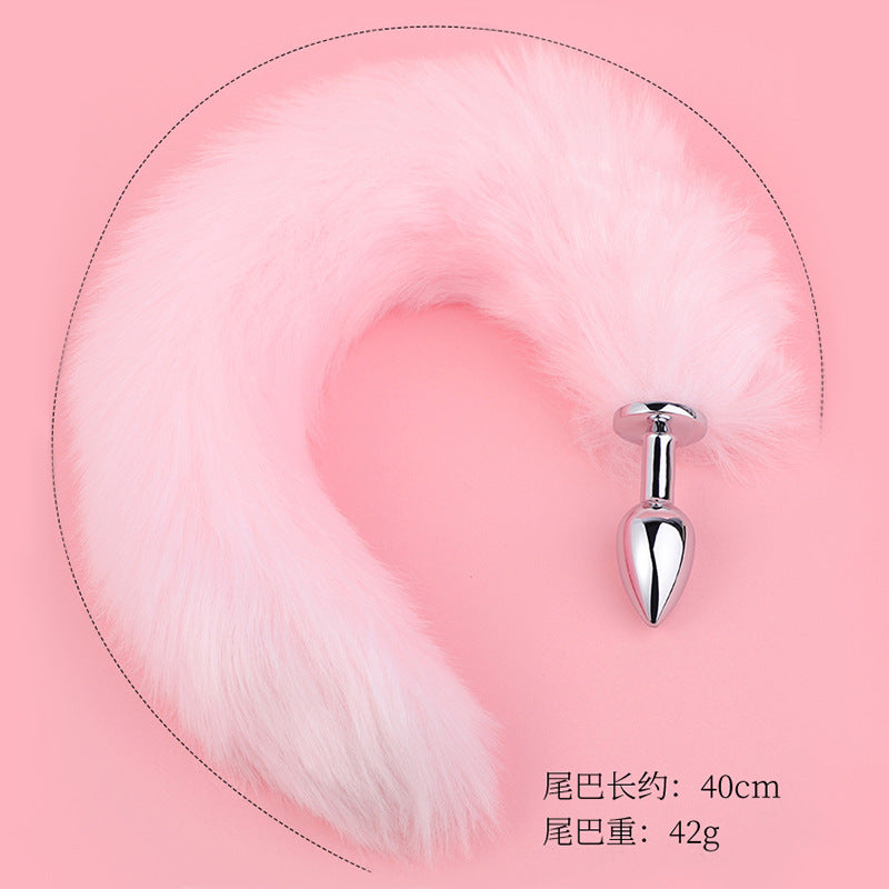Sexy SM Props Small Metal Anal Plug Solid Color Fox Tail Anal Plug Back Court Development Training Adult Supplies