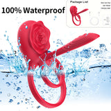 Hot-selling Rose Flower Wearable Vibrating Locking Semen Ring for Couples, Male Use