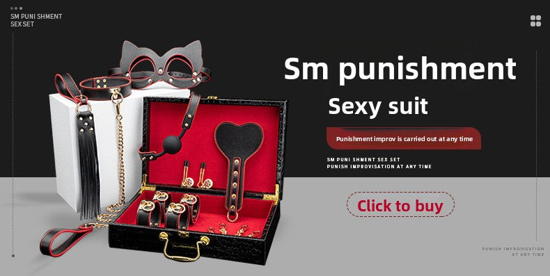 Sex Toys SM Props Macaron Genuine Leather Bondage Set Hand and Foot Cuffs Training Collar Mouth Gag Spanker Adult