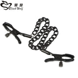 SM Props Female Slave Training Sex Tools Long Chain Nipple Clamps Double Peak Breast Clamps Adult Products Sex Toys