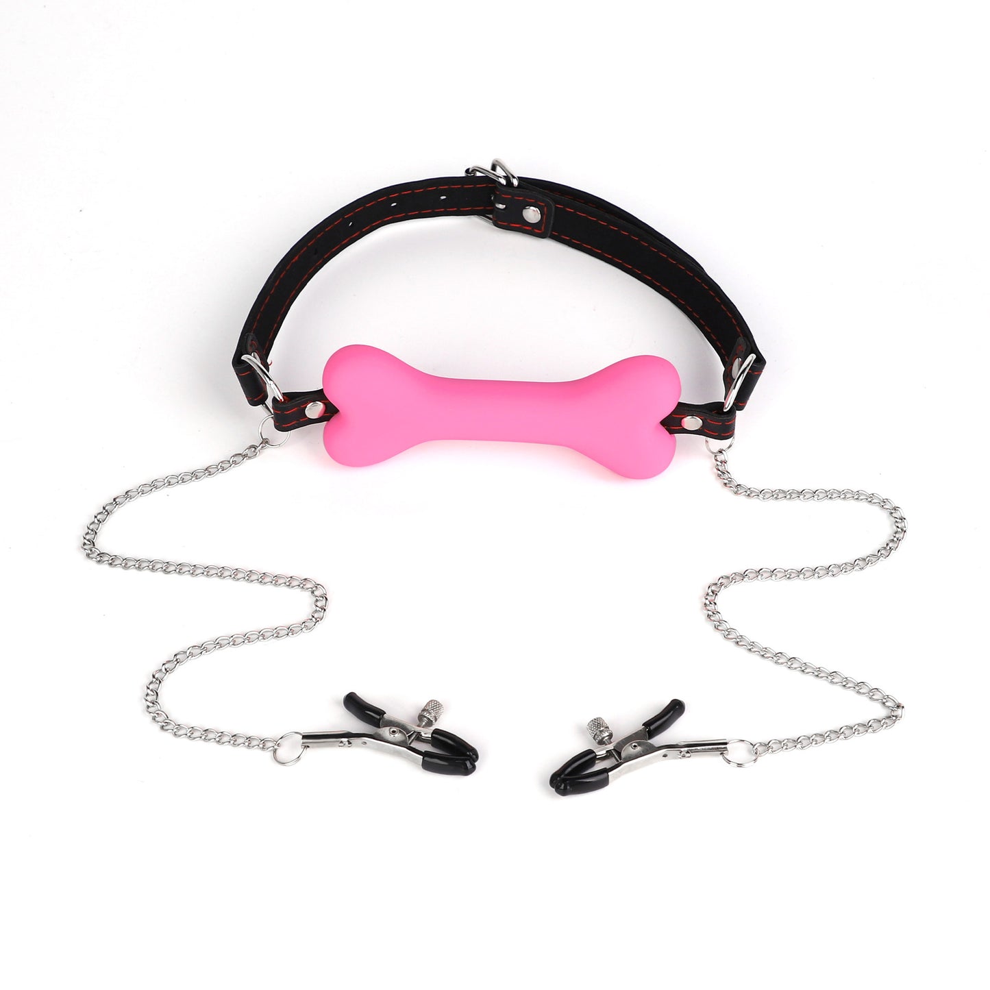 Erotic SM Props Bone Mouth Gag Humiliation Training Silicone Mouth Ball Erotic Nipple Clamps Mouth Cage Alternative Adult Products