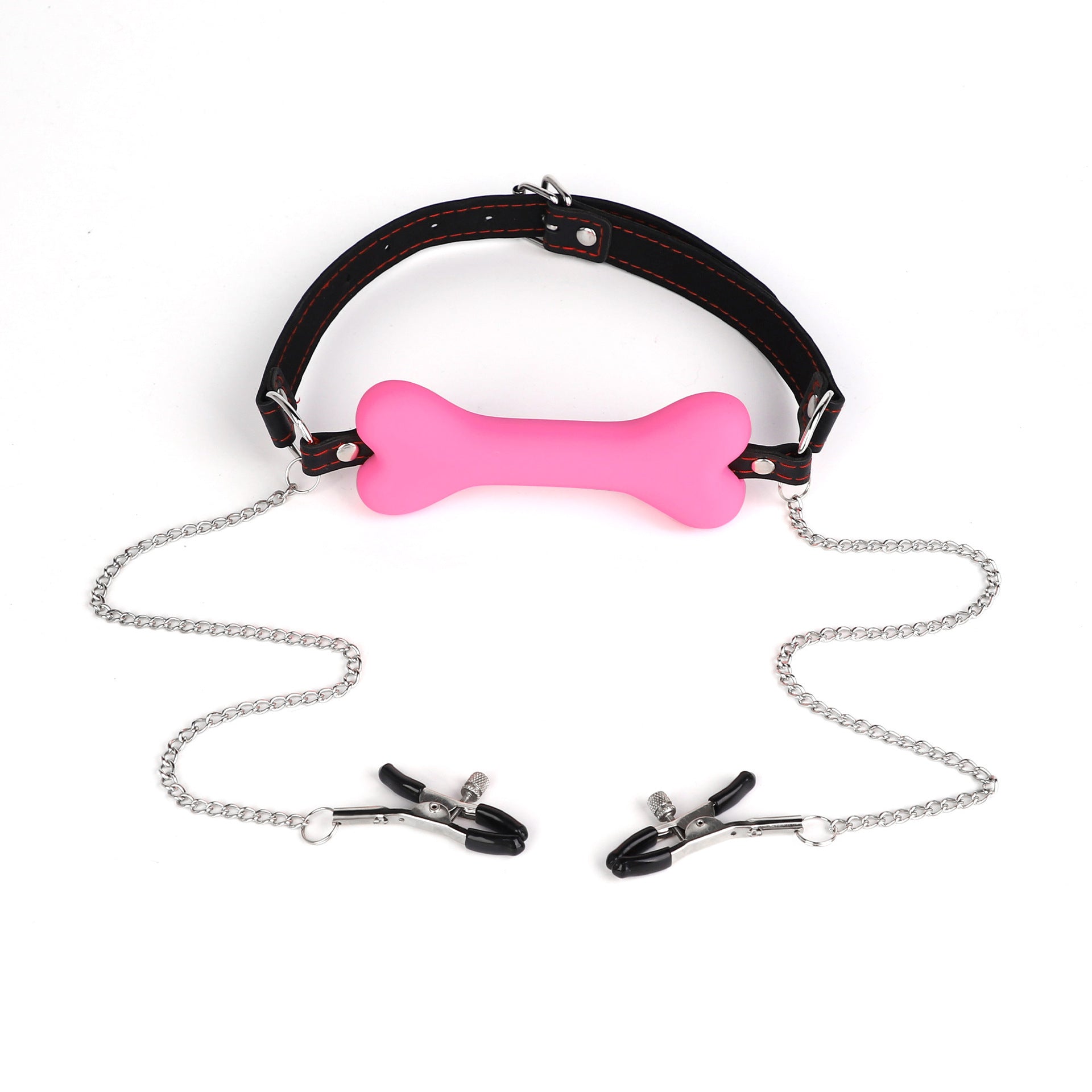 Erotic SM Props Bone Mouth Gag Humiliation Training Silicone Mouth Ball Erotic Nipple Clamps Mouth Cage Alternative Adult Products